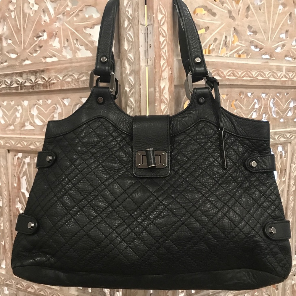 Elliot Lucca Black Stitched Leather Handbag